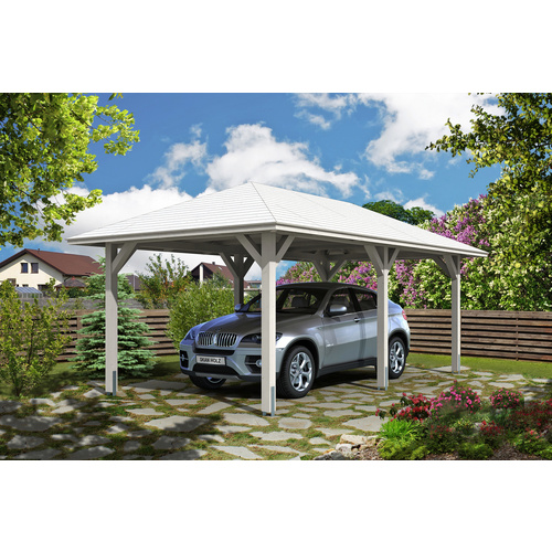 SKANHOLZ Carport »Taunus«, BxT: 374 x 656 cm, Firsthöhe: 314 cm, farbbehandelt - braun