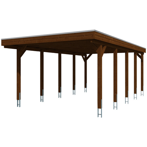 SKANHOLZ Carport »Friesland«, BxT: 397 x 708 cm, Firsthöhe: 241 cm, farbbehandelt – braun