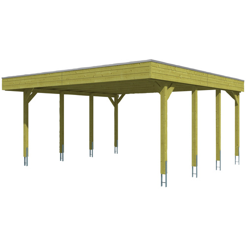 SKANHOLZ Carport »Friesland«, BxT: 557 x 555 cm, Firsthöhe: 254 cm, imprägniert – gruen