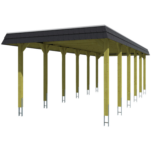 SKANHOLZ Carport »Spessart«, BxT: 345 x 893 cm, Firsthöhe: 241 cm, farbbehandelt - braun