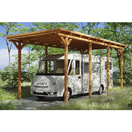 SKANHOLZ Carport »Emsland 2«, BxT: 404 x 846 cm, Firsthöhe: 372 cm, farbbehandelt – braun