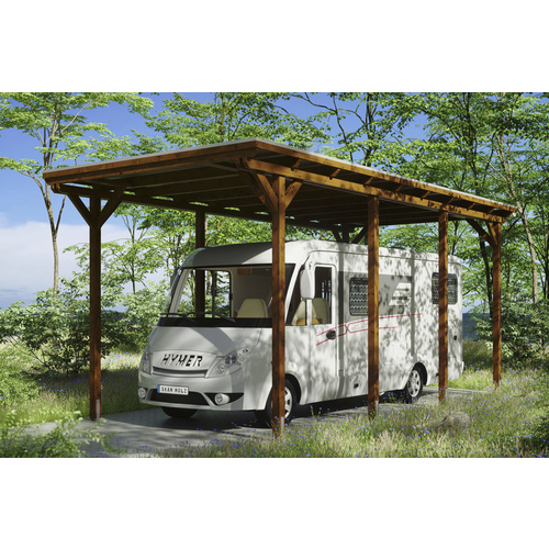 SKANHOLZ Carport »Emsland 2«, BxT: 404 x 846 cm, Firsthöhe: 372 cm, farbbehandelt – braun