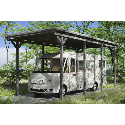 SKANHOLZ Carport »Emsland 2«, BxT: 404 x 846 cm, Firsthöhe: 372 cm, farbbehandelt – grau