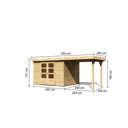 KARIBU Gartenhaus, BxT: 554 x 262 cm (Au...