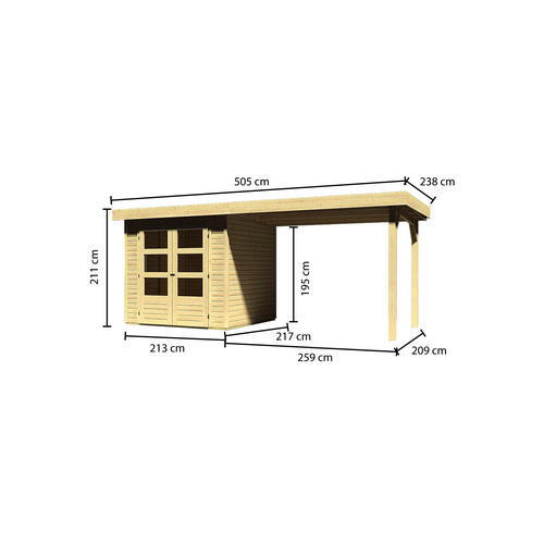 KARIBU Gartenhaus, BxT: 504.5 x 238 cm (...