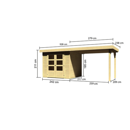 KARIBU Gartenhaus, BxT: 528.5 x 238 cm (...