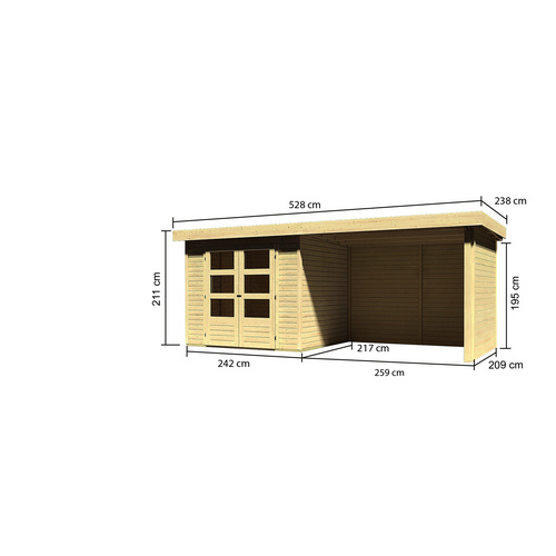 KARIBU Gartenhaus, BxT: 528.5 x 238 cm (...