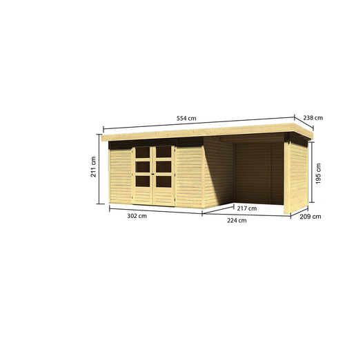 KARIBU Gartenhaus, BxT: 554 x 238 cm (Au...