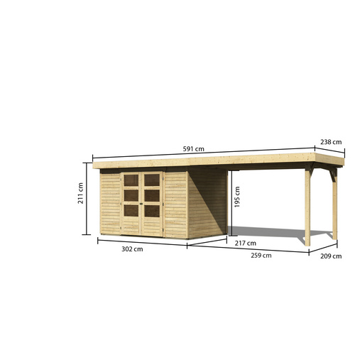 KARIBU Gartenhaus, BxT: 591.5 x 238 cm (...