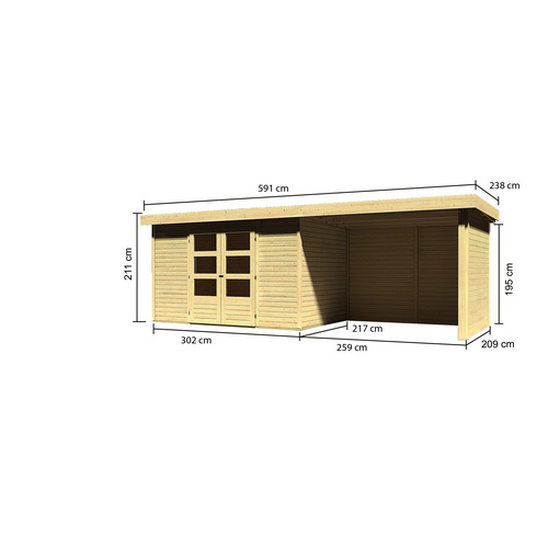 KARIBU Gartenhaus, BxT: 591.5 x 238 cm (...