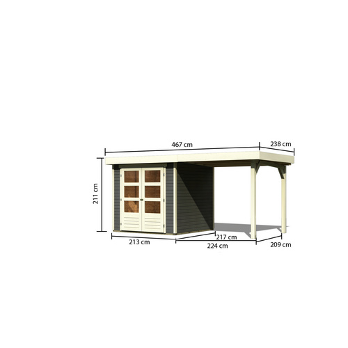 KARIBU Gartenhaus, BxT: 467 x 238 cm (Au...