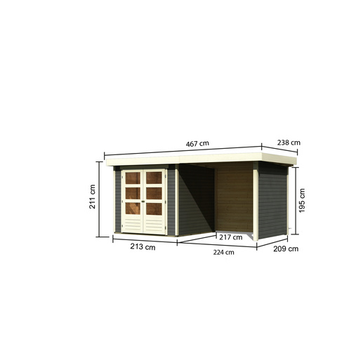 KARIBU Gartenhaus, BxT: 467 x 238 cm (Au...