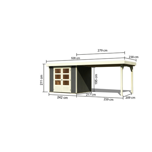 KARIBU Gartenhaus, BxT: 528.5 x 238 cm (...