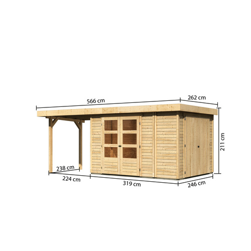 KARIBU Gartenhaus, BxT: 566 x 262 cm (Au...