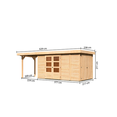 Thumbnail - KARIBU Gartenhaus »Retola 5«, Holz, BxHxT: 599 x 211 x 217 cm (Außenmaße inkl. Dachüberstand) - beige