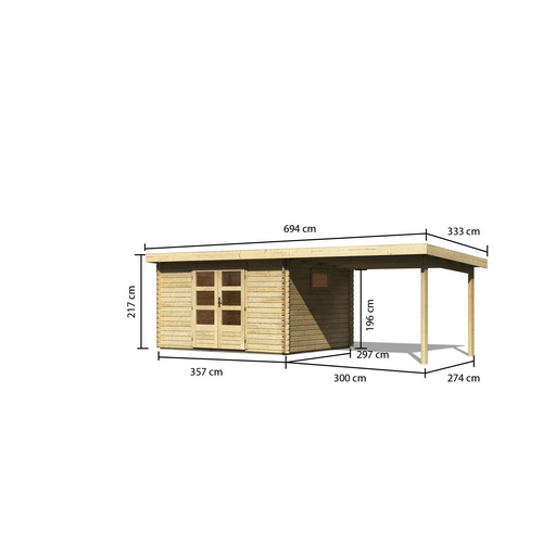 KARIBU Gartenhaus, BxT: 676 x 333 cm (Au...