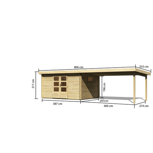 KARIBU Gartenhaus, BxT: 806 x 333 cm (Au...