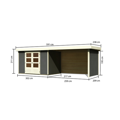 KARIBU Gartenhaus, BxT: 591.5 x 238 cm (...