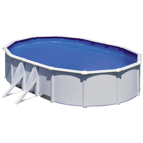 GRE Ovalpool mit Sandfilteranlage und Leiter, Stahlwandbecken 500 x 300 x 120 cm, Weiss