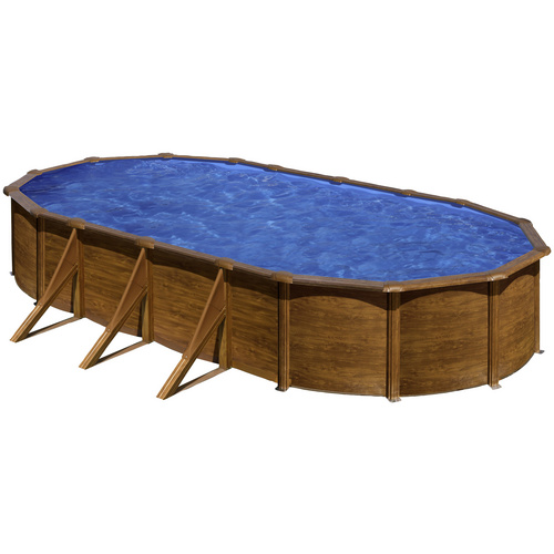 GRE Ovalpool, Holzoptik, BxHxL: 375 x 120 x 730 cm - braun