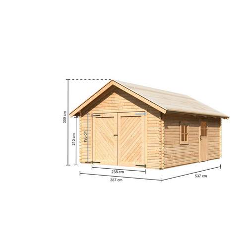 KARIBU Blockgarage »Blockbohlengarage«...