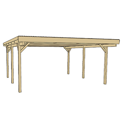 Thumbnail - Carport, BxT: 453 x 500 cm, Firsthöhe: 247 cm, kesseldruckimprägniert - braun
