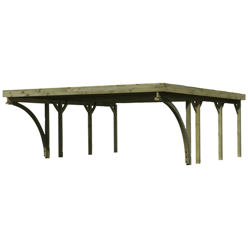 Thumbnail - KARIBU Doppelcarport »Classic 2 Variante C inkl. zwei Einfahrtsbögen«, Außenmaß BxT: 563 x 476 cm, natur - gruen