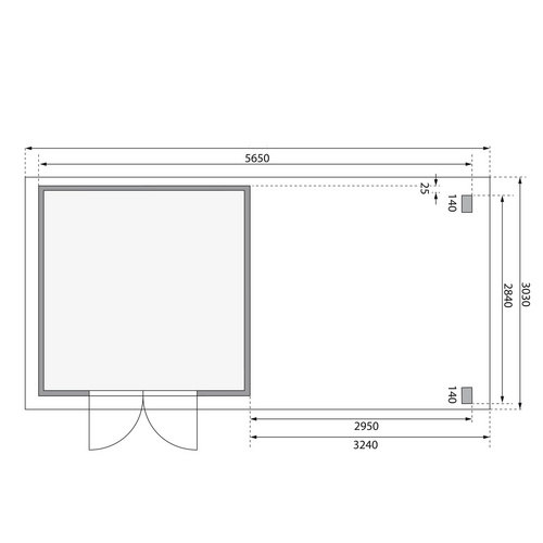 KARIBU Ferienhaus »Kandern«, Holz, BxHxT: 565 x 222 x 274 cm (Außenmaße inkl. Dachüberstand) - beige |  Fichte