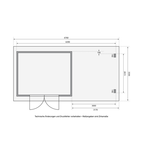 KARIBU Gartenhaus »Trittau 4«, BxT: 639 x 297 cm (Außenmaße), Wandstärke: 38 mm - braun |  Fichte  |  10,6 m²