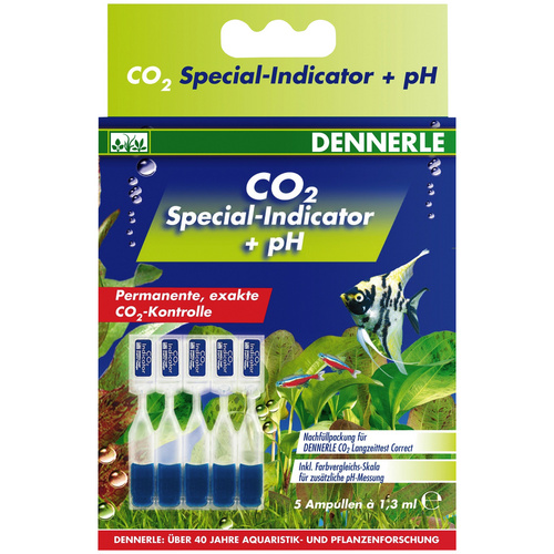 DENNERLE Indikator, 5 Ampullen à 1,3 ml, geeignet zur Messung von CO2 und pH - blau