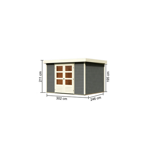 Thumbnail - KARIBU Gartenhaus »Askola«, Holz, BxHxT: 302 x 211 x 246 cm (Außenmaße inkl. Dachüberstand) - grau