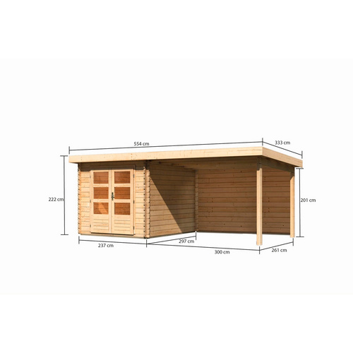 Thumbnail - KARIBU Gartenhaus »Bastrup«, Holz, BxHxT: 519 x 222 x 297 cm (Außenmaße inkl. Dachüberstand) - beige