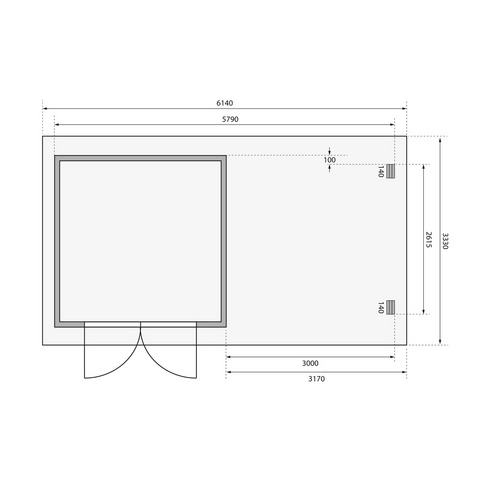 KARIBU Ferienhaus »Bastrup«, Holz, BxHxT: 579 x 220 x 297 cm (Außenmaße inkl. Dachüberstand) - beige |  Fichte  |  7,84 m²