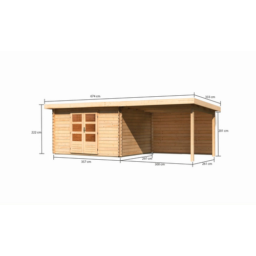 Thumbnail - KARIBU Gartenhaus »Bastrup«, Holz, BxHxT: 640 x 222 x 297 cm (Außenmaße inkl. Dachüberstand) - beige