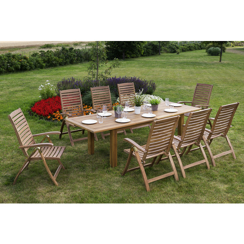 Merxx Gartenmöbel-Set Paraiba 9-tlg. Braun inkl. Tisch 180/220/260 cm x 100 cm