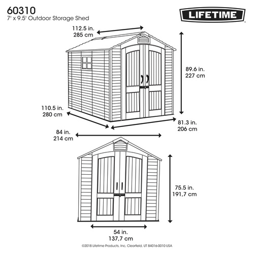LIFETIME Ferienhaus »Luna«, Kunststoff, BxHxT: 204 x 228 x 285 cm (Außenmaße inkl. Dachüberstand) - grau |  Kunststoff  |  5,8 m²