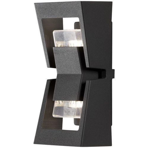 Ausgefallene Wandleuchte Potenza aus Aluminium in anthrazit und Acrylglas in klar, GU10 Fassung, IP54, Höhe 300 mm