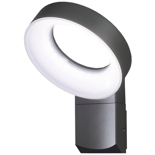 Ausgefallene LED Wandleuchte Asti aus Aluminium in anthrazit und opalem Acrylglas in milchig, IP44