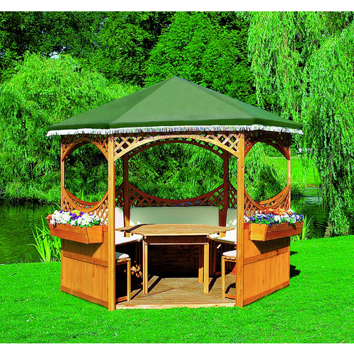 Promadino Pavillon Palma mit grünem Foliendach, Set kompl.