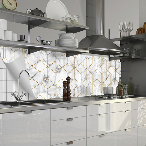 Thumbnail - mySPOTTI Küchenrückwand-Panel »fixy«, weiß/beige/hellgrau - weiss