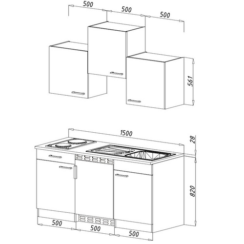 RESPEKTA Küchenblock »KB150WRMI«, mit...