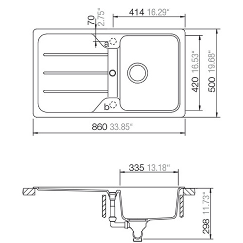 SCHOCK Küchenspüle, Formhaus D-100 Onyx, Granit | Komposit | Quarz, 86 x 50 - grau