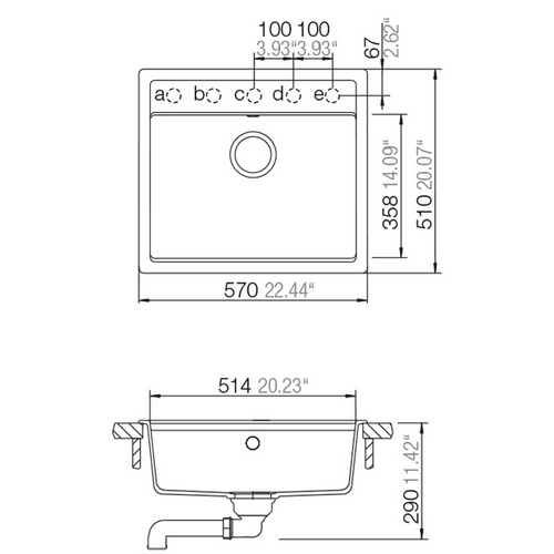 SCHOCK Küchenspüle, Nemo N-100 Croma, Granit | Komposit | Quarz, 57 x 51 - grau