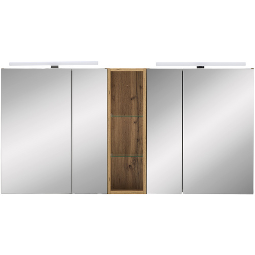 Thumbnail - SCHILDMEYER Spiegelschrank »Duo«, BxHxT: 141,6 x 71 x 16 cm, 4-türig, eiche - braun
