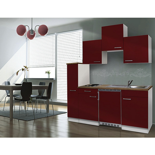 Respekta Küchenzeile KB180WR 180 cm Rot-Weiß