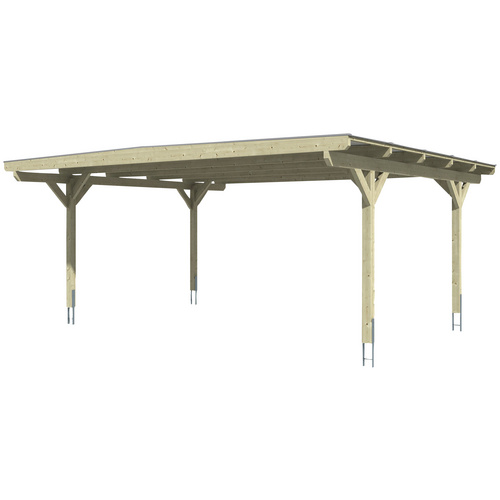 SKANHOLZ Carport »Odenwald«, BxT: 640 x 541 cm, Firsthöhe: 244 cm, unbehandelt – beige