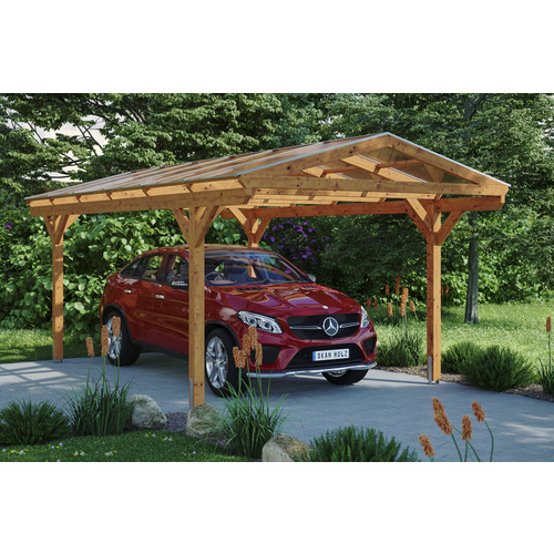 Thumbnail - SKANHOLZ Carport »Westerwald«, BxT: 362 x 648 cm, Firsthöhe: 281 cm, lasiert - beige