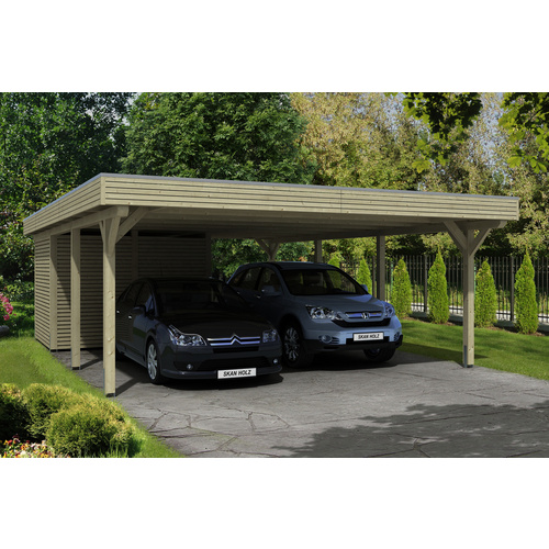 SKANHOLZ Carport »Spessart«, BxT: 611 x 846 cm, Firsthöhe: 258 cm, unbehandelt – beige