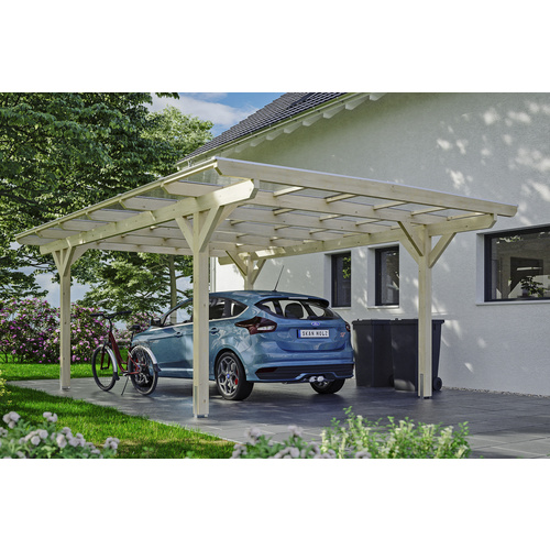 SKANHOLZ Carport »Odenwald«, BxT: 428 x 648 cm, Firsthöhe: 238 cm, unbehandelt – beige