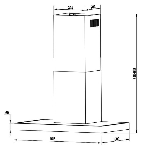 RESPEKTA Dunstabzugshaube »CH44060GAM«, Motorleistung: 200 W, Edelstahl/Glas, Edelstahlfarben/schwarz - silberfarben